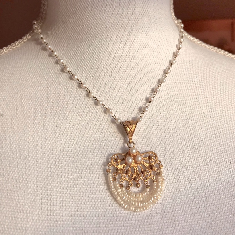 Mermaid Bridal Seed Pearl Necklace